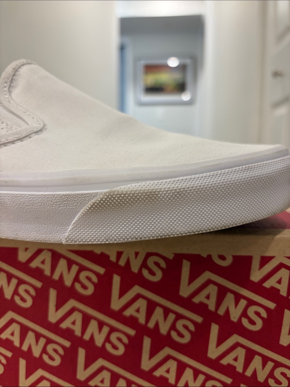 Vans Classic Slip-On True White Canvas Sneakers – Women’s Size 8 - Picture 6 of 9